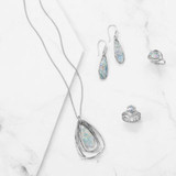 Sterling Silver Roman Glass Pear Drop Pendant Necklace