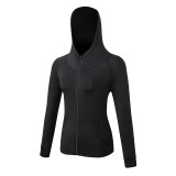 Hooded Long Sleeve Quick Dry Compression Fitness Sport Top with Zipper and Rash guard