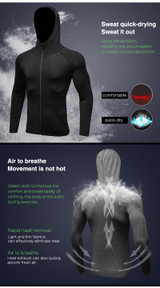 Hooded Long Sleeve Quick Dry Compression Fitness Sport Top with Zipper and Rash guard