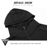Hooded Long Sleeve Quick Dry Compression Fitness Sport Top with Zipper and Rash guard
