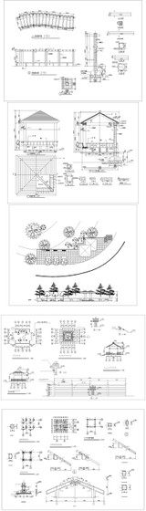 ★【Pavilion Design Details Autocad Drawings Collections】All kinds of Landscape Pavilion Details CAD Drawings