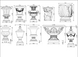 ★【Fountain,Flower Pot Autocad Blocks】All kinds of CAD blocks Bundle