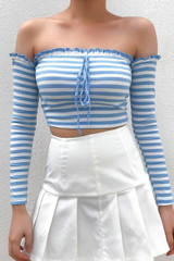 Sexy Striped Slim Crop Sleeve Shirt