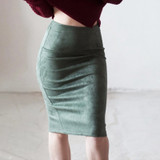 Suede Midi Pencil Skirt