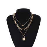 Multi Layer Lover Lock Pendant Choker Necklace Steampunk Padlock Heart Chain Necklace Collier Best Couple Jewelry Gift