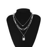 Multi Layer Lover Lock Pendant Choker Necklace Steampunk Padlock Heart Chain Necklace Collier Best Couple Jewelry Gift