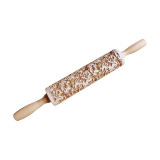 35*5cm Christmas Embossing Rolling Pin Baking Cookies Biscuit Fondant Cake Dough Engraved Wooden Roller