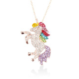Cute Unicorn Necklace Fashion Cartoon Horse Jewelry Accessories For Girls Children Kids Women Party Animal Pendant Bracelet Set