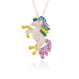 Cute Unicorn Necklace Fashion Cartoon Horse Jewelry Accessories For Girls Children Kids Women Party Animal Pendant Bracelet Set