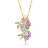 Cute Unicorn Necklace Fashion Cartoon Horse Jewelry Accessories For Girls Children Kids Women Party Animal Pendant Bracelet Set