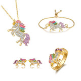 Cute Unicorn Necklace Fashion Cartoon Horse Jewelry Accessories For Girls Children Kids Women Party Animal Pendant Bracelet Set