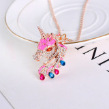 Cute Unicorn Necklace Fashion Cartoon Horse Jewelry Accessories For Girls Children Kids Women Party Animal Pendant Bracelet Set