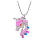 Cute Unicorn Necklace Fashion Cartoon Horse Jewelry Accessories For Girls Children Kids Women Party Animal Pendant Bracelet Set