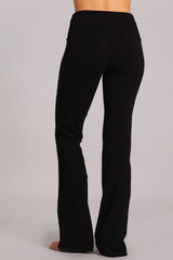 SOLID BOOTCUT PANTS WITH WIDE FOLD-OVER WAISTBAND