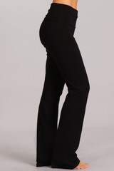 SOLID BOOTCUT PANTS WITH WIDE FOLD-OVER WAISTBAND