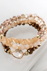 STONE & CRYSTAL BEAD 3 BRACELET SET
