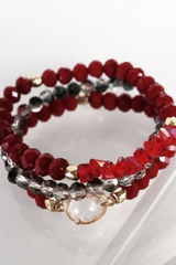 STONE & CRYSTAL BEAD 3 BRACELET SET