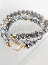 STONE & CRYSTAL BEAD 3 BRACELET SET