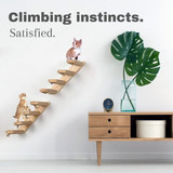 Pet Wooden Cat Climbing Frame Wall-mounted Ladder Cat Steps Cat Scratching Board Cat Toy Multi-layer Cat Frame Sisal Tie Rope