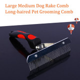 Grooming Rake 7" w/Medium Spaced Teeth and Ergo Handle for Pets