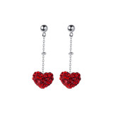 Earrings Silver Earrings Silver Earrings Sweet Full Diamond Heart Earrings Beads Love Ear Jewelry for Women Girls