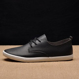 New Summer Men Shoes Low Men Casual Shoes Lace Up Men's Flat Shoes Zapatos Hombre 2019 Fashion Black Pu Leather Shoes for Men