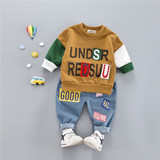 Cotton autumn clothing set casual cartoon striped kid suit children set baby clothing boys clothing girl clothing baby clothes