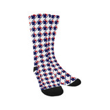 Red White Blue Houndstooth Trouser Socks