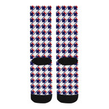 Red White Blue Houndstooth Trouser Socks