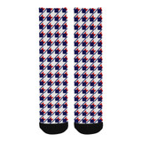 Red White Blue Houndstooth Trouser Socks