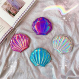 Shell Shape Makeup Mirror Mermaid 2X Magnifying Mirror Portable Makeup Vanity Foldable Laser Pocket Mirror Cosmetic Hand Compact Mirror