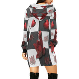 Burnt Crimson Flora All Over Print Hoodie Mini Dress (Model H27)