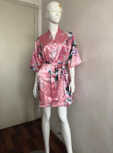 VLENATLNO Silk Satin Wedding Bride Bridesmaid Floral Short Kimono Night Bath Gown Robe