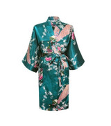 VLENATLNO Silk Satin Wedding Bride Bridesmaid Floral Short Kimono Night Bath Gown Robe