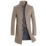 British Style Men Woolen Coats Trench Outerwear Winter Slim Fit Fashion Long Jacket Windbreaker Warm Overcoat Men Clothes 2018