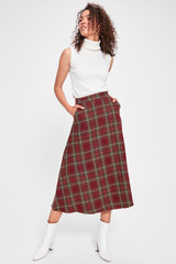 Miss Zut Burgundy Plaid Skirt