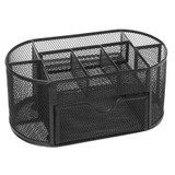 9 Storage Multi-functional Desk Organizer Mesh Metal Pen Holder Stationery Container Box Office School Supplies  Caddy Black