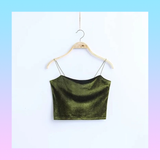 90s Style Spaghetti Strap Velvet Crop Top