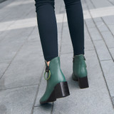 New Women's Genuine Leather Shoes Heels Block Women Zip Ankle Boots Soft Rubber Boots Winter Female Chelsea Boots Fashion