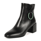 New Women's Genuine Leather Shoes Heels Block Women Zip Ankle Boots Soft Rubber Boots Winter Female Chelsea Boots Fashion