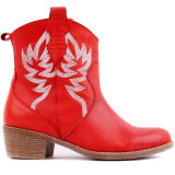 Genuine Leather Embroidered Women Boots Ankle Boots Motorcycle Boots Female Autumn Winter Shoes Woman Punk Motorcycle Boots