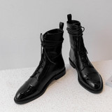 Fashion Women Martin Boots Genuine Leather Lace Up Ladies Ankle Boots Handmade Soft Leather Autumn Basic Shoes Woman