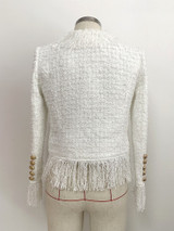 HIGH QUALITY Newest 2020 Fall Winter Designer Jacket Women's Lion Buttons Tassel Tweed Fringed Jacket Coat