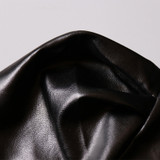 Patchwork Mesh PU Leather Women's Jackets V Neck Puff Long Sleeve High Waist Slim Bow Coat Female Fashion Tide
