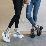 Women's Chunky Sneakers Fashion Brand Women Platform Sneaker Comfort  Casual Woman Dad Shoes Ladies Footwear Silver