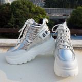 Women's Chunky Sneakers Fashion Brand Women Platform Sneaker Comfort  Casual Woman Dad Shoes Ladies Footwear Silver