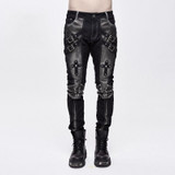 Devil Fashion Punk Men's Studded Leather Patchwork Pocket Retro Halloween Casual Pants Cargo Pants Men