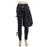 Devil Fashion Punk Men's Detachable Pants Punk Gothic Black Scottish Pants Men's Casual Cotton Pants with Hole Pants