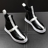 Men Fashion Ankle Boots Spring Autumn Leather Thick Bottom Men High Top Shoes Leisure Hip-hop Boots Botas Hombre