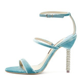 New Women  High Heels Luxury Gold Silver Sandals Rhinestone Shoes Woman Summer Sandals Elegant Party Wedding Shoes